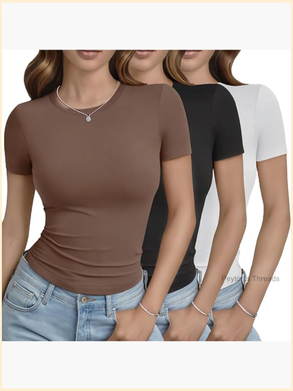 3 Pack Slim Fit Crew Neck Tees For Women Y2k Crop Top Trendy Basic T Shirts
